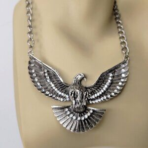 Eagle Pendant Necklace Antique Silver Tone Bird Pendant Necklace